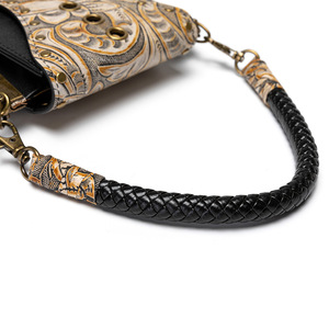 Mini borsa americana per cellulare retrò con rivetti in rilievo piccola borsa Tote a spalla singola in pelle di vacchetta - Product Image 4