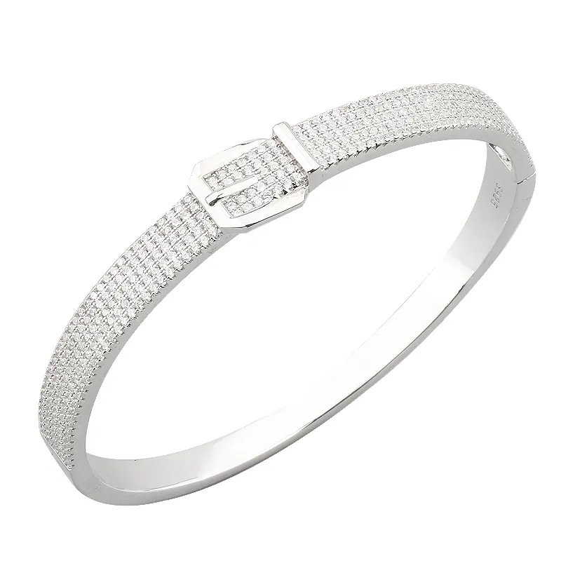 Pavé di design di lusso di marca di gioielli da donna fibbia braccialetto in argento Sterling S925 zircone bracciale in oro 18K gioielli di moda