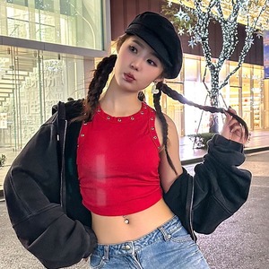 Vendita calda gilet estivo sottile a spalla larga Top in tinta unita <span class=keywords><strong>con</strong></span> imbottitura sul petto gilet alla moda senza maniche per ragazza - Product Image 5