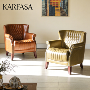 <span class=keywords><strong>Fauteuil</strong></span> d'appoint moderne en cuir véritable vintage classique pour la maison, le bureau, le salon, la chambre d'hôtel, l'appartement, l'atelier, fait à la main - Product Image 2