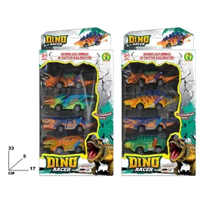 Ensemble de 4 voitures miniatures Dino Racer pour enfants de 3 ans et plus, pack de véhicules dinosaures à collectionner - Product Image 1