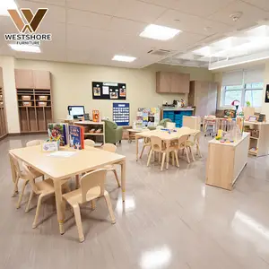 Preschool Kindergarten Classroom Library Daycare Supplies Table And Chair Set Montessori Nursery School Shelf Furniture Sets