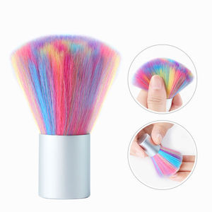 Pinceau à poussière pour le maquillage et le nettoyage des ongles, HQ Mixed Proc Discount Mini Rainbow Colorful Brush Hair Steel Handle 4.5x6.2cm, pinceau à ongles coloré arc-en-ciel miniature, manche en acier - Product Image 2