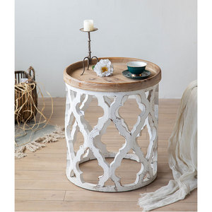 <span class=keywords><strong>Tavolino</strong></span> d'Appoggio Rotondo in <span class=keywords><strong>Legno</strong></span> Stile Vintage Naturalistico Elegante Bianco a Forma <span class=keywords><strong>di</strong></span> <span class=keywords><strong>Ceppo</strong></span> d'Albero - Product Image 4