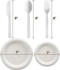 Bộ Đồ Ăn Có Thể Phân Hủy Sinh Học Thân Thiện Với Môi Trường Một Lần Sợi Tre Mía Bã Mía Giấy Ăn Trưa Dùng Một Lần - Product Image 2