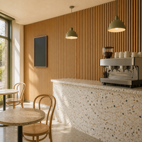 Panneaux acoustiques en bois à lattes ignifuges, panneaux muraux décoratifs en bois insonorisants en feutre PET, décoration de salles pour bâtiments publics