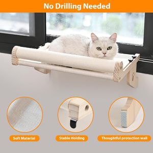 Jendela tempat tidur gantung kucing dalam ruangan kokoh mudah diatur kayu tempat tidur kucing ambang jendela lemari laci samping tempat tidur tidak perlu bor goresan kucing - Product Image 6