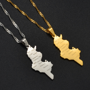 Collana con Ciondolo Mappa della Tunisia e <span class=keywords><strong>Nomi</strong></span> delle Città, Gioiello in Acciaio Inossidabile Argento per Uomini, Donne e Ragazze, Ideale per Feste # 214321 - Product Image 2