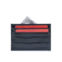 Dompet Kartu Kulit Buaya Dompet Ramping MOQ Rendah Huruf Personalisasi Logo Kustom