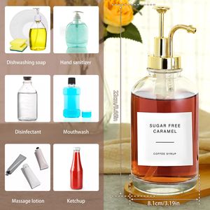 Flacon en verre transparent de 16,5 oz, distributeur de savon pour les mains, désinfectant pour les mains, rechargeable, contenant cosmétique <span class=keywords><strong>vide</strong></span>, flacon de gel douche pour la salle de bain - Product Image 2