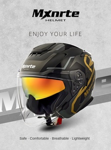 MXNRTE Maixingte 3/4 Demi <span class=keywords><strong>Casque</strong></span> Double Lentille Universel Hommes Femmes Quatre Saisons Nouvelles Personnalités Visière Motocyclistes Enfants - Product Image 4
