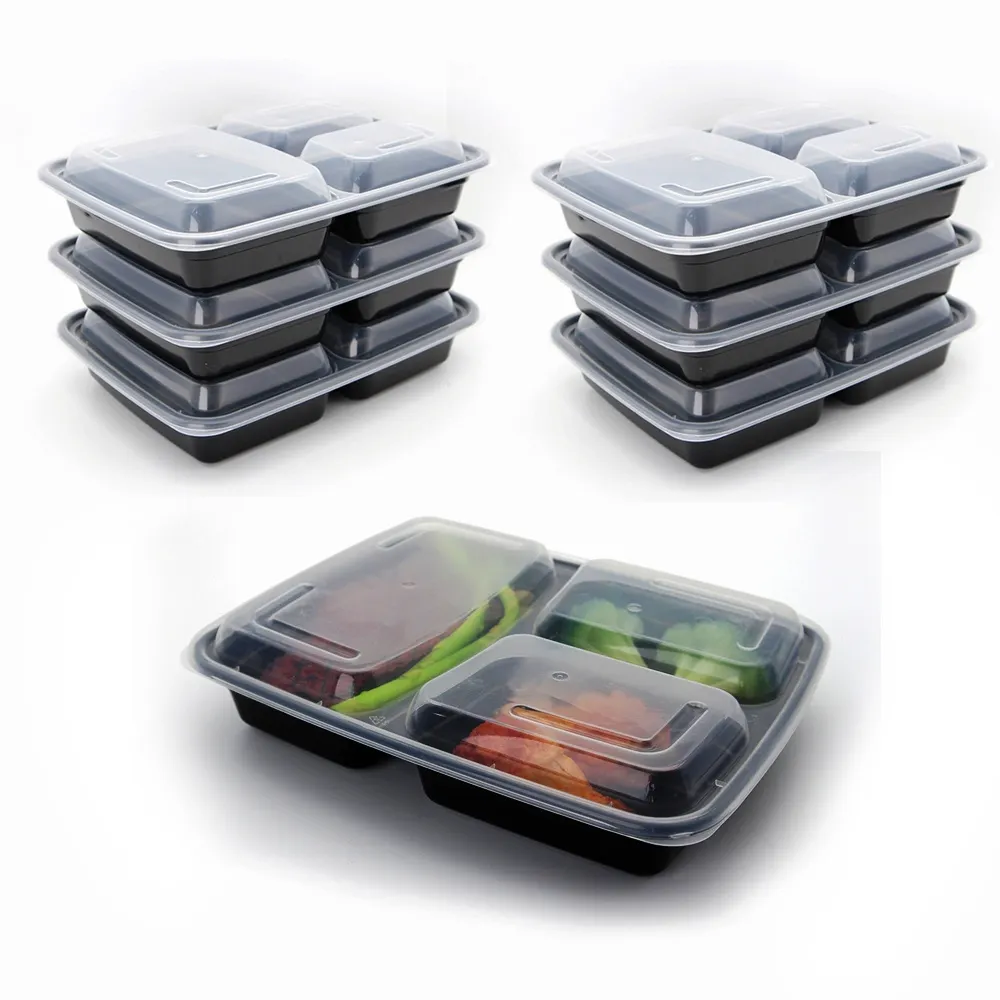 3 Fächer BPA-freie mikrowellen geeignete Catering-Service-Lebensmittel behälter Mittagessen Bento-Boxen