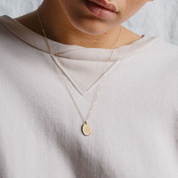 EMANCO Collier avec pendentif rond en acier inoxydable 316L, chaîne à maillons plaquée or, bijoux unisexes, cadeau d'anniversaire