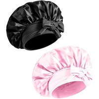 Vente en gros de bonnets pour cheveux bonnet de maquillage pour femmes chapeau de nuit extra large bonnet de cheveux en satin avec cravate