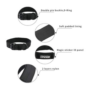 <span class=keywords><strong>Collar</strong></span> de perro táctico de nailon duradero con hebilla de doble pasador y anillo en D de metal para perros medianos y grandes