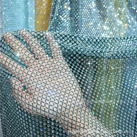 Tissu en résille de luxe avec des pierres carrées scintillantes de 3 mm, strass, cristaux élastiques, dentelle pour robe