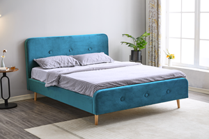 Cama blanda de tamaño completo doble europea, cama de tela con cajón de almacenamiento, marco de cama de lino - Product Image 2