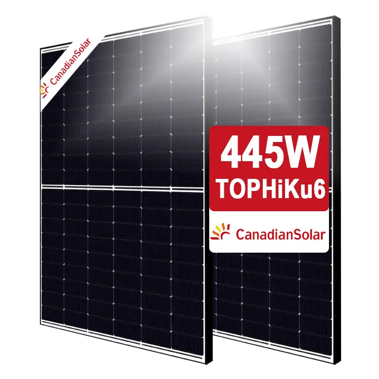 Painel solar canadense TopHiKu6 tipo N Topcon 420-445W 420W 425W 430W 435W 440W 445W Painel solar canadense para o setor industrial