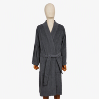 Peignoir en pur coton éponge, col kimono, bleu foncé, doux et moelleux, pour hôtel et maison, pour femme, avec ceinture, fournisseur