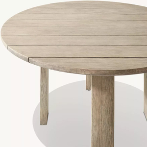 Table à manger ovale en teck durable RH Lagos, plateau massif multi-planches, base cannelée, pieds droits robustes, grain naturel, moderne, pour extérieur - Product Image 4
