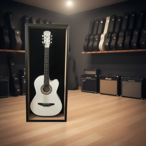 Vitrine de présentation de guitare 2026 verrouillable en bois noir avec cadre type boîte à ombre et doublure en velours, idéale pour collection de guitares et décoration intérieure - Product Image 4