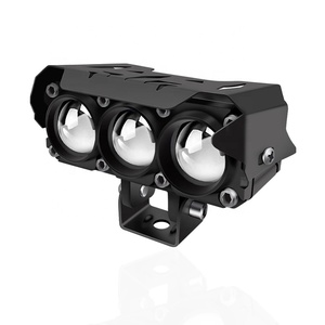 Faro LED <span class=keywords><strong>de</strong></span> 3 lentes para motocicleta con ventilador, luces auxiliares <span class=keywords><strong>de</strong></span> conducción, bombilla antiniebla para coche, camión, SUV - Product Image 1