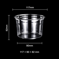 Gobelets jetables transparents en PET de 117 mm avec couvercles, contenants ronds en plastique pour fruits coupés frais, desserts et yaourts