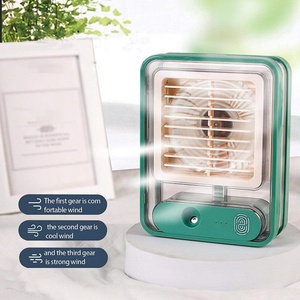 Ventilateur Rafraîchisseur d'Air Portable Mini avec Pulvérisation d'Eau, Ventilateur Rechargeable 1200 mAh avec Lumière Nocturne - Product Image 1