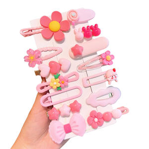 Date <span class=keywords><strong>2023</strong></span> 14 pièces/ensemble mignon enfant Barrettes enfant pinces à cheveux pince à cheveux accessoires cadeau ensemble fille dessin animé motif pince à cheveux ensemble - Product Image 6