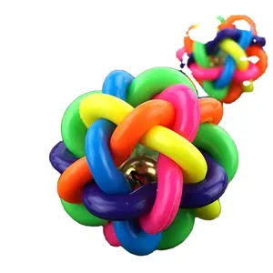 Kingtale Pet Supplier new durable colorful bell pet chew toy Small Dogs Puppies Toy Balls Bulk Activity Chase Quiet Play rubber Ball