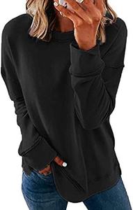 Fashion Cotton Daily Wear Women Solid Casual Long Sleeve Pullover Sweatshirt - Product Image 2