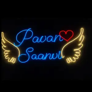 Leo neon sign custom name with wings gift for her neon sign light led neon sign light for wall decoration