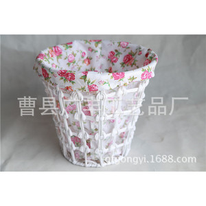 Round White Fabric <b>Laundry</b> Basket Small Floral Print Storage Basket Cotton Material <b>Standing</b> Type For Clothing Organizer - Product Image 1