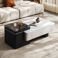 Ensemble Table Basse et Meuble TV en Pierre Technologique Luxe Léger, Style Moderne Rétractable pour Petits Salons, Nouveau Modèle 2026