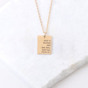 Collar con colgante rectangular personalizado, joyería con grabado de Dios dentro de ella, no caída - Product Image 3