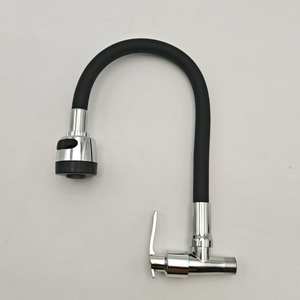 <span class=keywords><strong>Robinet</strong></span> de <span class=keywords><strong>cuisine</strong></span> <span class=keywords><strong>flexible</strong></span> à rotation à 360 degrés, poignée unique, chrome poli, raccords de tuyauterie noirs, <span class=keywords><strong>robinet</strong></span> à poignée unique - Product Image 1