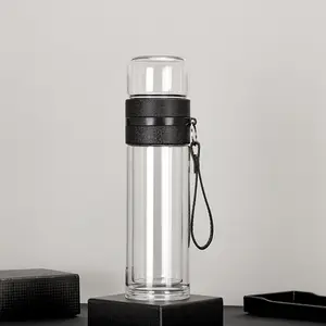 Outdoor sports drinking bottle travel glass tea and water separation water bottle with tea Filter
