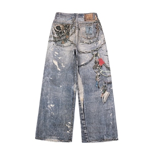 Pantaloni larghi stampati in fabbrica <span class=keywords><strong>Jeans</strong></span> <span class=keywords><strong>Jeans</strong></span> <span class=keywords><strong>Jeans</strong></span> con foro di lusso firmati di moda - Product Image 6