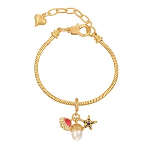 Bracelet <span class=keywords><strong>BD</strong></span>-L5505 plaqué or avec émail et incrustations de zirconiums, breloque médaille religieuse, trèfle, coccinelle, pour femme, fille et garçon - Product Image 3