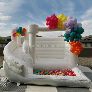 Articles de <span class=keywords><strong>location</strong></span> : Toboggan aquatique gonflable commercial Hpfburg Hochzeit, château gonflable blanc avec toboggan et piscine à balles - Product Image 5
