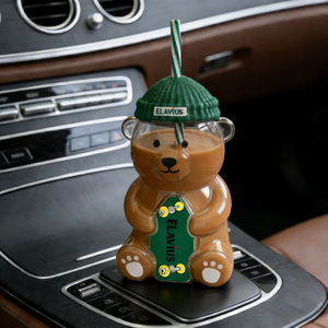 Новая стеклянная кружка из боросиликатного стекла объемом 20 унций с дизайном «Медведь», герметичная, с крышкой и соломинкой, для дома и улицы - Product Image 3