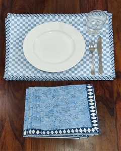 Ethnic Dining Accessories Hand <b>Block</b> <b>Printed</b> Cotton Placemats. Size 13x18 inch Lined with Cotton Voile with Azo-Free Color - Product Image 2