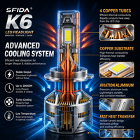 Ampoule de conversion de phare LED SFIDA K6 nouvelle génération 12V 6000K super lumineuse 150W 15000LM