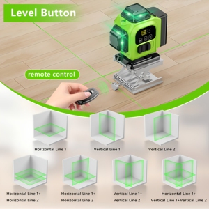 Niveau laser vert 4D à 16 lignes, auto-nivelant à 360°, laser rotatif à lignes croisées de haute précision avec télécommande pour la construction - Product Image 5