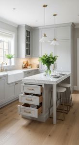 Armoires fraîches naturelles jaune forêt personnalisées pour toute la maison Petit espace <span class=keywords><strong>familial</strong></span> Friteuse à air intégrée Armoires ouvertes Grand rangement - Product Image 5