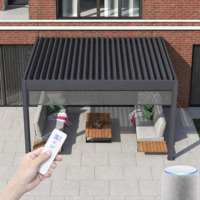 Pergola extérieure coupe-vent, imperméable et respirante avec écran zippé, stores de patio, stores automatiques motorisés, stores enrouleurs extérieurs