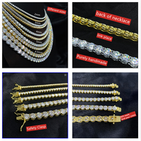 Chaîne Tennis HipHop Ice Out en Argent 925 avec Moissanite GRA VVS Couleur D, Collier Moissanite, Testée et Prête à l'Expédition, Gravure Laser Gratuite