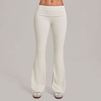 OEM/ODM Leggings de yoga pour femme, couleur unie, effet seconde peau, coupe évasée longue, taille haute, plissé, grande taille, 75% Nylon 25% Spandex