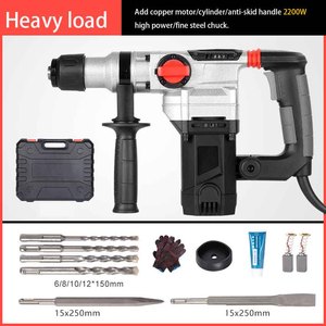 Máy khoan búa điện không chổi than 110V và 220V, khoan đá bê tông, công suất 2000W, máy khoan búa xoay nặng - Product Image 5