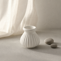 Ensemble de vases en céramique nervurée blanc mat ARM LVG Nordic, style moderne Wabi-sabi, pot à fleurs cannelé, carafe décorative pour la décoration de la maison, du bureau ou de la table